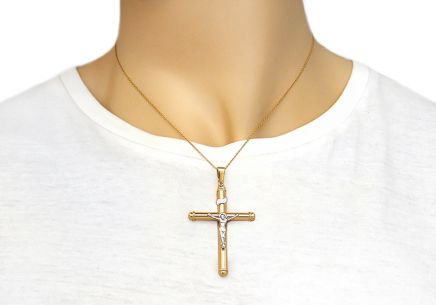Goldanhänger aus kombiniertem Gold Jesus am Kreuz