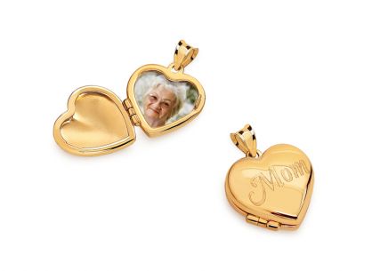 Goldmedaillon für Foto Herz mit der Aufschrift Mom