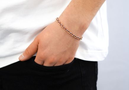 Monaco Chain bracelet Armband Cavo Alternate Pavé lock Rose 5 mm