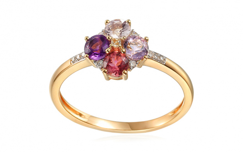 Brillant Ring mit Amethyst, Morganit, weißem Topas und Turmalin - IZBR733