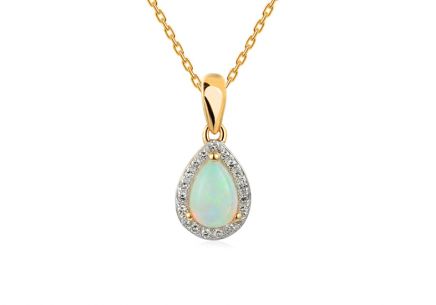 Brillant Anhänger Tropfen mit australischem Opal 0,060 ct