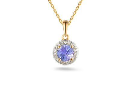Brillant Goldanhänger mit Tansanit 0,060 ct