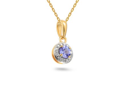 Goldanhänger kombiniert mit Tansanit und Diamanten 0,010 ct