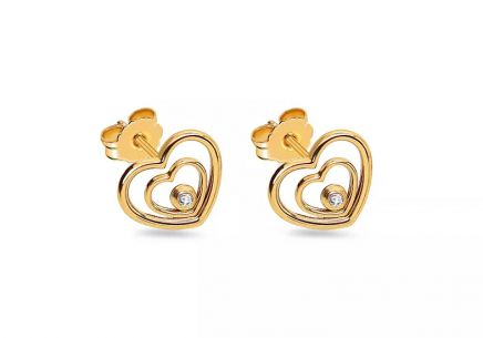 Ohrringe Ohrstecker Herzen mit Diamanten 0,030 ct