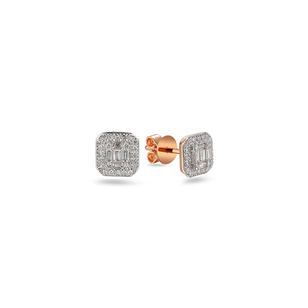 Ohrringe Ohrstecker mit Baguette Diamanten Dana, Roségold
