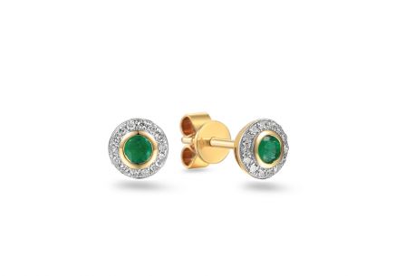 Ohrringe Ohrstecker mit Smaragd und Brillanten 0,070 ct