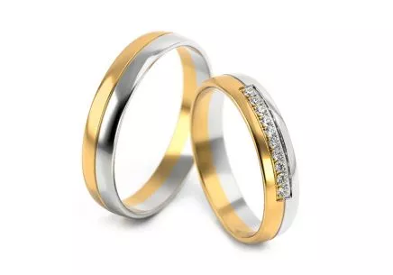 Gold Eheringe kombiniert mit Zirkonen, Breite 3 bis 5 mm