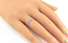 Gold Verlobungsring mit Diamanten Oliveira white - IZBR258A - am Modell
