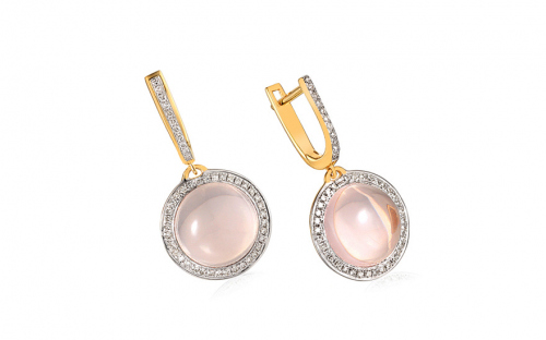 Goldohrringe mit Diamanten und Quarzit Célestin - IZBR082N