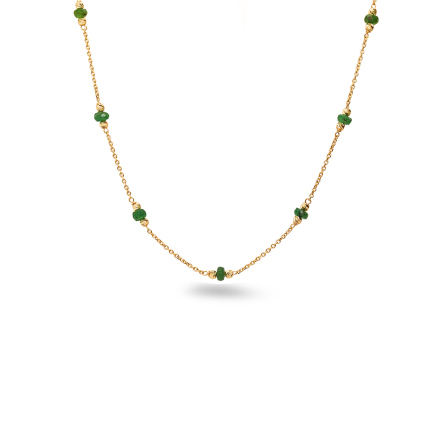 Halskette mit Peridot und gravierten Kugeln
