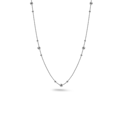 Weißgoldkette verziert mit Goldkugeln, 14K