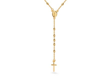 Gold Halskette Rosenkranz mit gravierten Kugeln