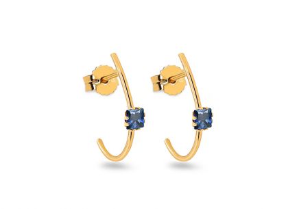 Goldohrringe mit simuliertem Saphir