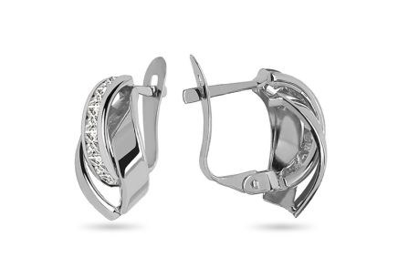 Originelle Ohrringe aus Weißgold mit Zirkonen, 14K