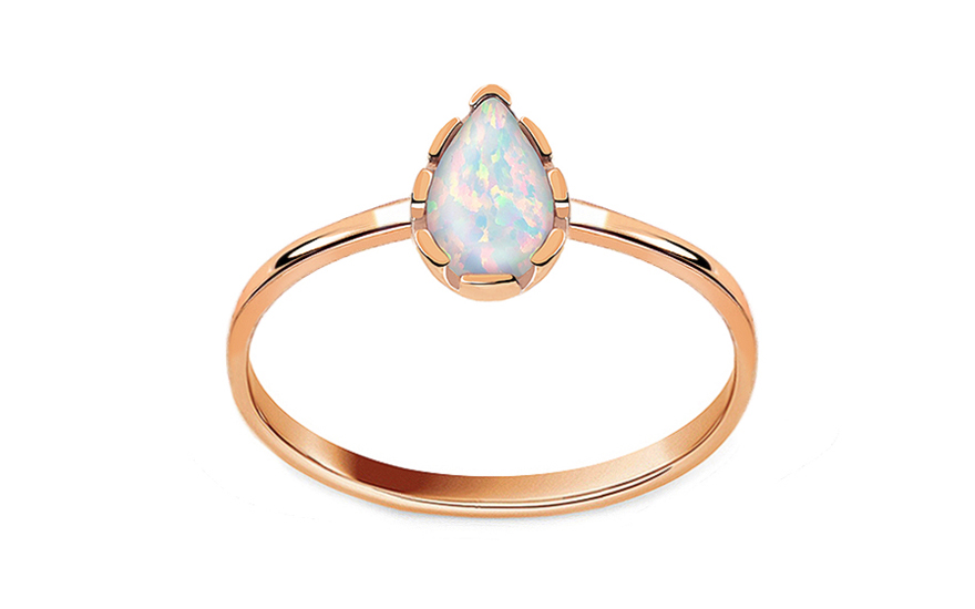 Ring aus Rosegold mit Opal Tropfen