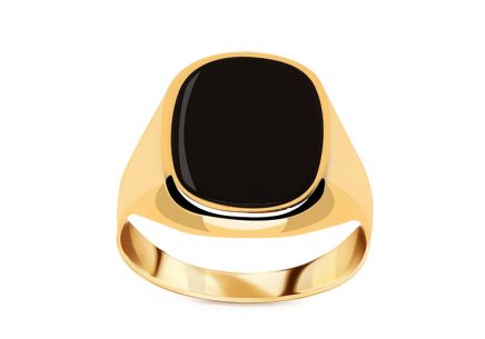 Herren Goldring mit natürlichem Onyx