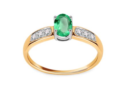 Brillant Ring mit Smaragd 0,06 ct