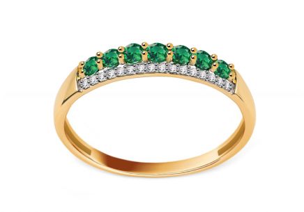 Gold-Smaragdring mit Diamanten 0,050 ct