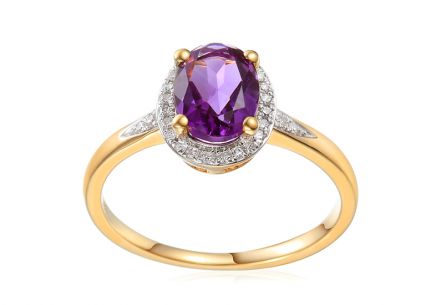 Goldring mit Amethyst und Brillanten 0,090 ct