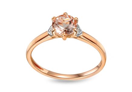 Morganitring aus Roségold mit Diamanten 0,010 ct