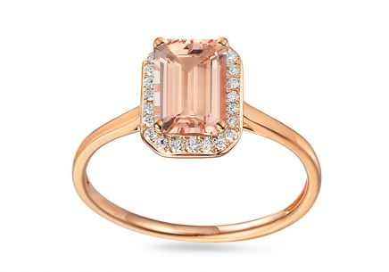 Ring aus Roségold mit Morganit und Diamanten von 0,070 ct