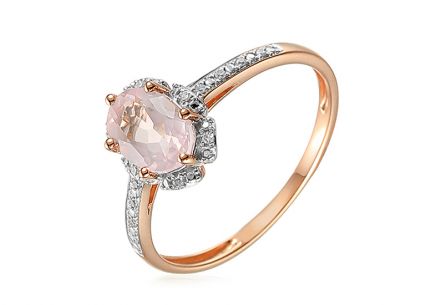 Ring aus Roségold mit rosa Quarzit und Diamanten 0,030 ct Chenoa