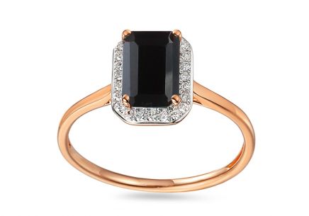 Ring aus Roségold mit schwarzem Achat und Skye-Diamanten