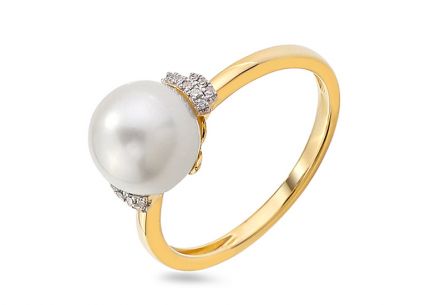 Diamantring mit Naturperle aus der Pearl 0.050 ct Kollektion