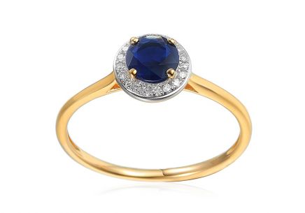 Ring mit Saphir und Brillanten 0,060 ct