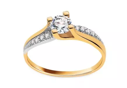 Gold Verlobungsring mit Zirkonen Tiara