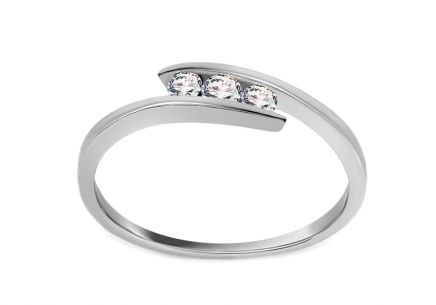 Verlobungsring Triple of Love mit Diamanten 0,110 ct White